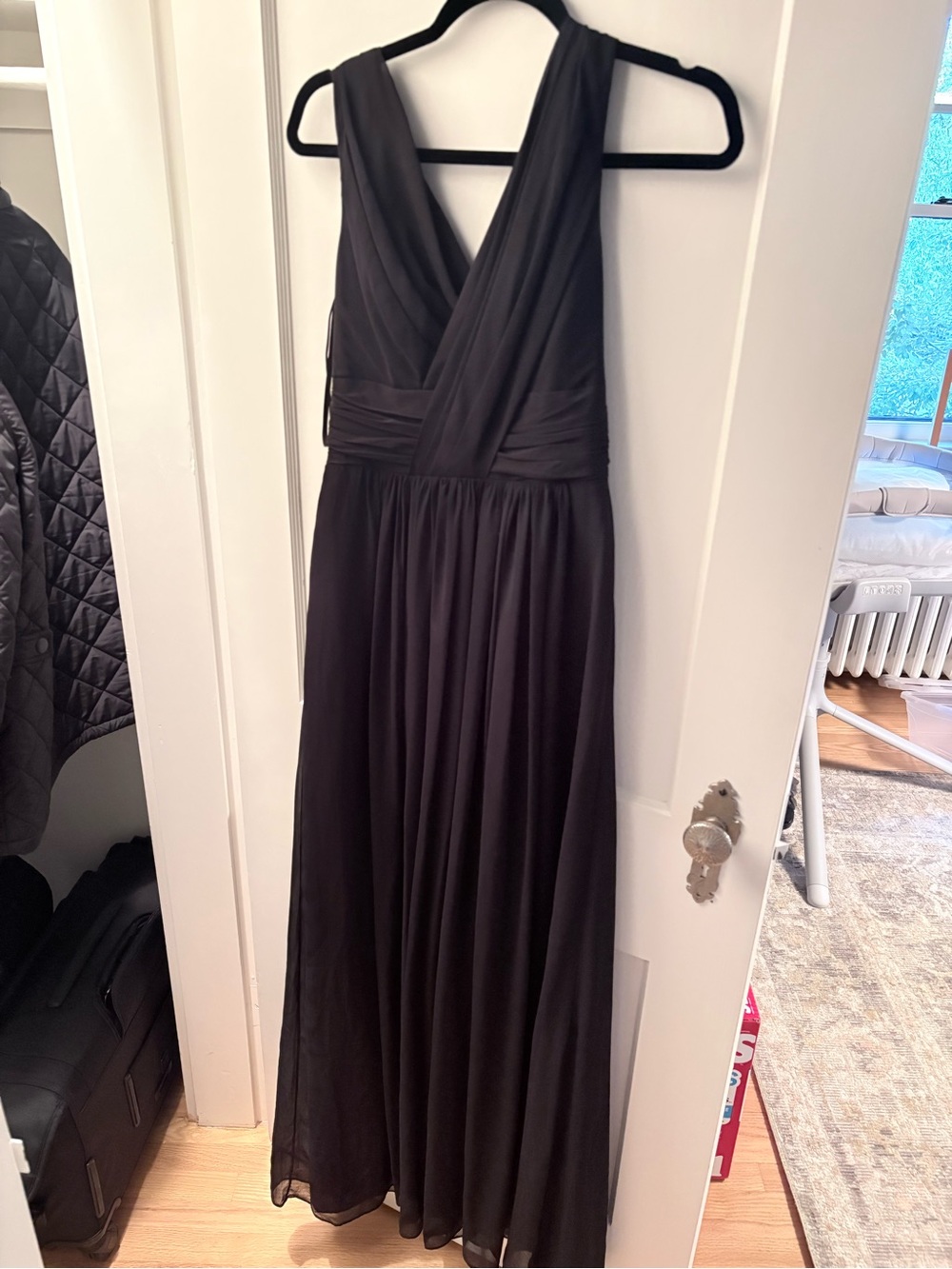 Dessy Collection Black V-Neck Maxi Dress